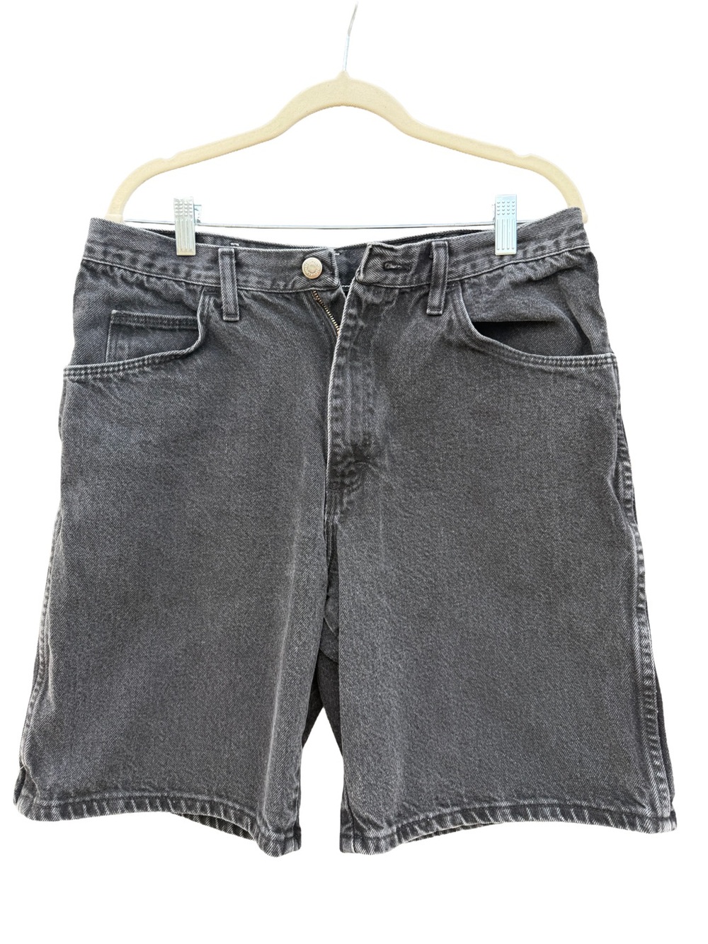 Vtg Wrangler Black Denim Shorts Mens 31 (Tag 34) Early 2000s High Rise Y2K Jorts - Picture 2 of 8